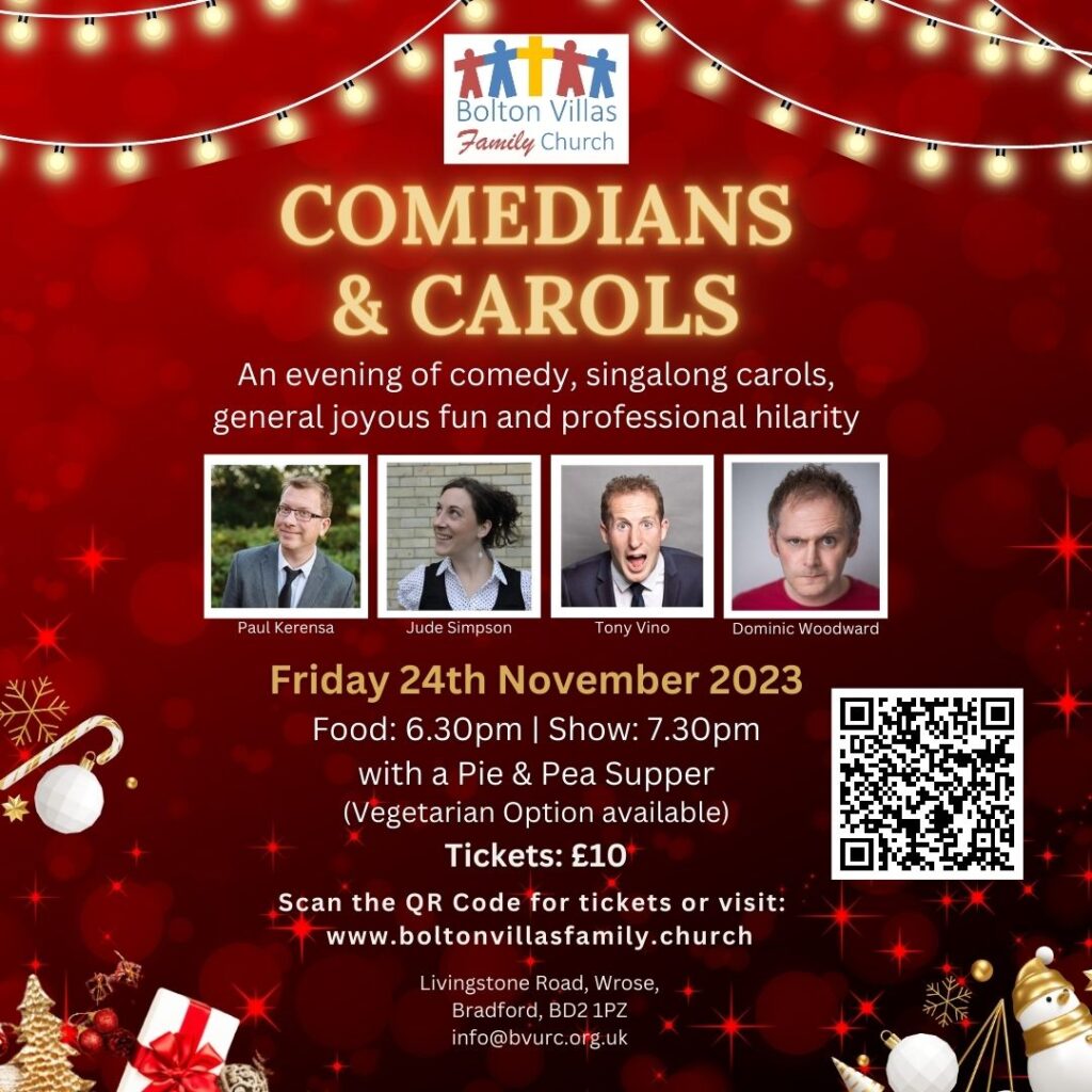 Comedians and Carols Evening Poster
